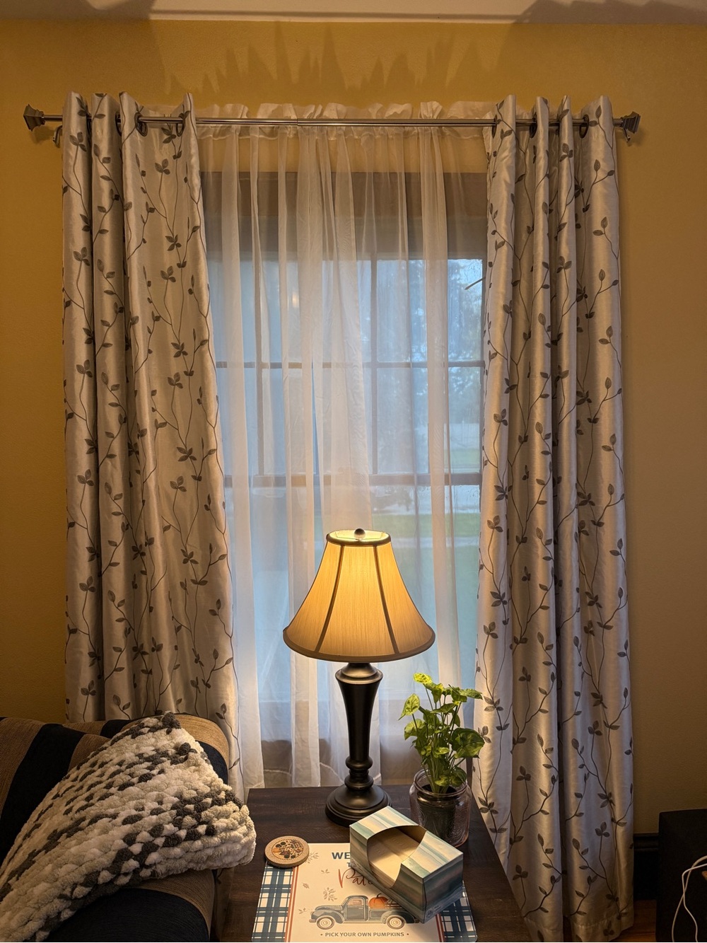 JC Penny Home Embroidered Lined Curtain - 50”x84” -